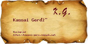 Kassai Gerő névjegykártya